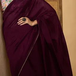 Sangria Women Embellished Saree With Unstitched Blouse image 5