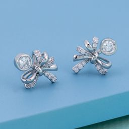 Kushal's Fashion Jewellery Rhodium-Plated Zircon Stone Studded Contemporary Studs-image-35