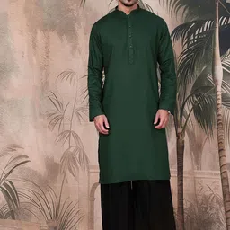 Sangria Men Textured Pattern Mandarin Collar Stylish Cotton Kurta-picture-39