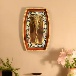 AAKRITI ART CREATIONS Brown & Blue Amantran-III Wall Decor Frame With Ganesha With a Bell-image-28