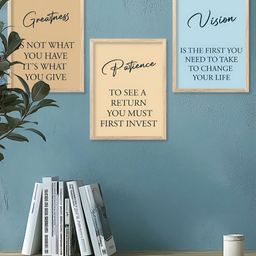 Kotart Brown & White 3 Pieces Typography Printed Wooden Wall Arts-picture-6