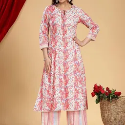 COTTON CULTURE Women Ethnic Motifs Printed Regular Pure Cotton Kurta with Trousers-picture-51