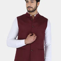 BAESD Mandarin Collar Satin Nehru Jacket-picture-0