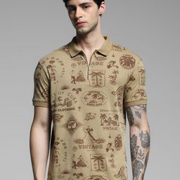 Jack & Jones Conversational Printed Polo Collar Short Sleeves T-Shirt-image-36