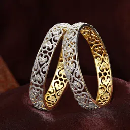 Estele Set Of 2 Gold-Plated 
 Crystals Studded Bangles-18