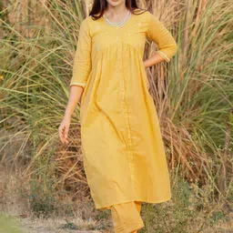 zuri Women Embroidered Regular Pure Cotton Kurta with Trousers-picture-33
