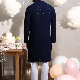 Atly Men Embroidered Regular Sequinned Kurta with Pyjamas image 3