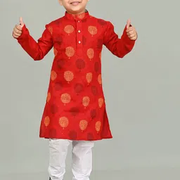 AHLAN APPARELS Boys Ethnic Motifs Printed Cotton Kurta with Pyjama-52