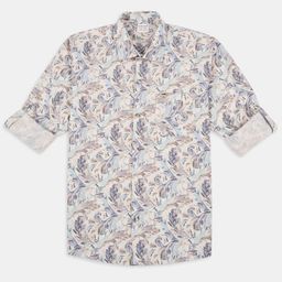 CAVIO Boys Comfort Relaxed Fit Floral Printed Roll-Up Sleeves Spread Collar Cotton Shirt-image-19