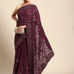 Anouk Floral Beads and Stones Poly Georgette Saree-picture-14