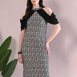 BAESD Print Cold-Shoulder Bodycon Midi Dress-image-81