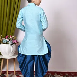 NFC CREATION Boys Embroidered Regular Sequinned Dupion Silk Kurta with Patiala image 3