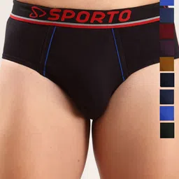 Sporto by Macho Pack Of 10 Super Combed Cotton Mid-Rise Basic Briefs-picture-11