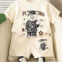 LULU & SKY Boys Printed Pure Cotton T-shirt With Shorts-image-36