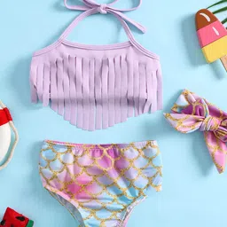 YK Infant Girls Printed Top & Briefs Swim Set-26
