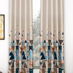 Story@home Cream & Blue 2 Pieces Room Darkening Door Curtain-image-71
