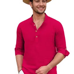 APEKTRA Slim Fit Band Collar Full Sleeves Short Kurta-image-91