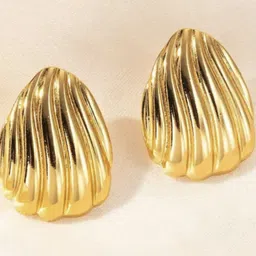 V FASHION JEWELLERY Stainless Steel Gold-Plated Contemporary Studs-image-99