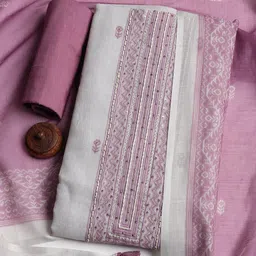 Meena Bazaar Floral Woven Design Sequinned Linen Unstitched Dress Material-image-47