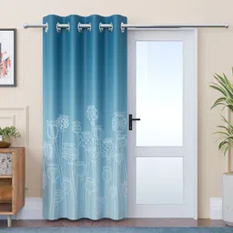 Kuber Industries Blue & White Ethnic Motifs Printed Door Curtain-image-63