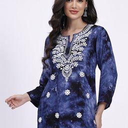 NAZAQAT ETHNIC INDIA Floral Embroidered Chikankari Chikankari Kurti-image-85