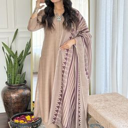 GoSriKi Women Solid Straight Kurta with Palazzo & Dupatta-image-5