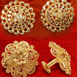 DIVASTRI Set Of 2 Gold-Plated Circular Stone Studded Studs-54