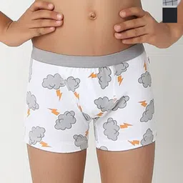 You Got Plan B  Boy Pack Of 3 Printed Trunks BXB-Thunderstorm: 4-6-White, Grey, Black-58