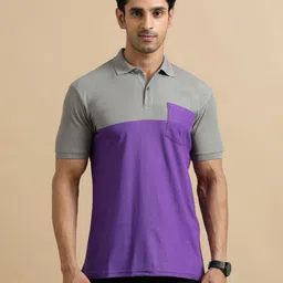 ECOLINE Clothing Men Antimicrobial Colourblocked Polo Collar T-shirt-image-81
