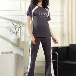 PRRODALITY Printed Combed Cotton T-Shirt With Trousers Co-Ords-43