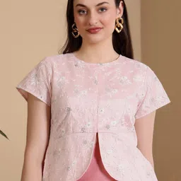 Frolic Rolic Net Embroidered Round Neck Short Sleeves Saree Blouse-picture-9