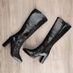 Bxxy Women Textured Snake Pattern PU High-Top Block Pumps-image-62