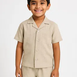 Pum Pum Boys Short Sleeves Pure Cotton Shirt With Shorts-image-81