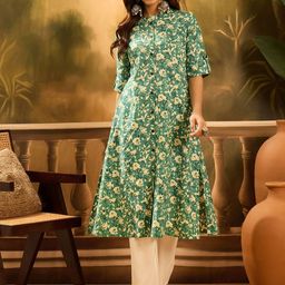 Sangria Floral Printed Pure Cotton Princess Cut A-Line kurta-picture-29