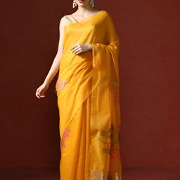Mitera Floral Printed Chanderi Saree-image-51