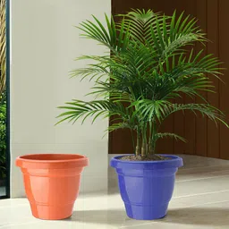 Kuber Industries Blue & Orange-Coloured Set Of 2 Plastic 2-Layer Planters-20