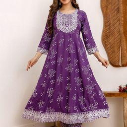 SANISA Women Bandhani Printed Anarkali Kurta with Trousers & Dupatta-image-96