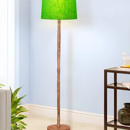 Homesake Green Wood Bell Shaped Table Lamp with Bulb-5
