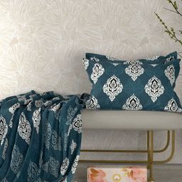 Pure Decor Green & White Ethnic Motifs Queen Bedsheet with 2 Pillow Covers-picture-2