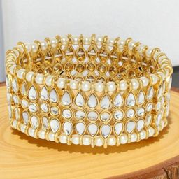 fabula Kundan Studded & Pearls Beaded Wraparound Bracelet-image-21