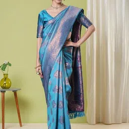 HI FI NX Woven Design Zari Silk Blend Banarasi Saree-image-87
