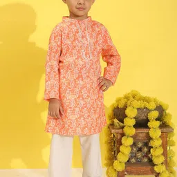 Cutiekins Boys Floral Printed Kurta with Pyjama-image-91