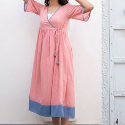 The Yellow Bow V-neck Cotton Empire Midi Dress-image-45