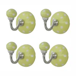 Indianshelf Yellow 4 Pieces Printed Hooks and Holders-26