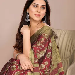 KALINI Floral Printed Saree With Blouse Piece-picture-32
