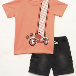 YK Boys Printed Round Neck Pure Cotton T-Shirt With Shorts-26