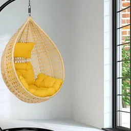 Swingzy Beige & Yellow Hammock Hanging Swing With Cushion-picture-7