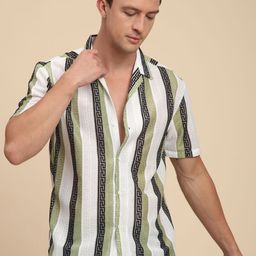 Voroxy Men Relaxed Semi Sheer Striped Casual Shirt-image-73