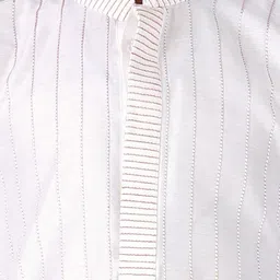 Pehanaava Boys Striped Mandarin Collar Thread Work Cotton Straight Kurta With Pyjama image 2