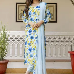 Navlik Women Floral Printed Kurta with Trousers & Dupatta-45